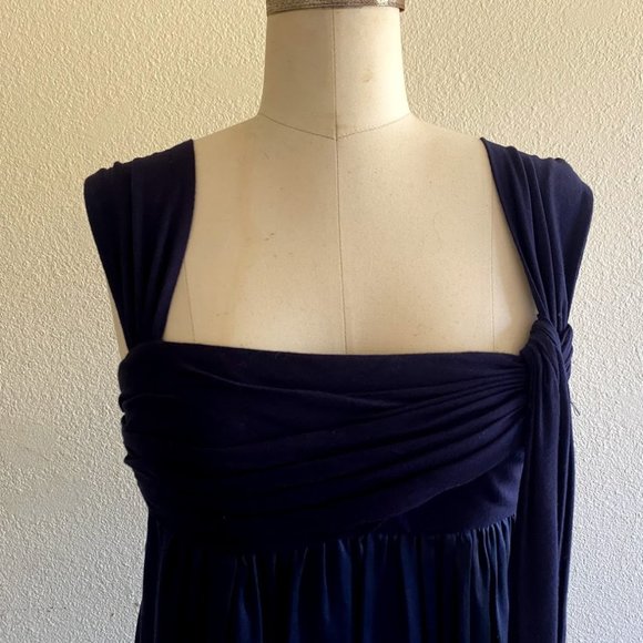 BCBGMaxAzria Navy Silk Empire Waist Bubble Dress - Picture 5 of 8